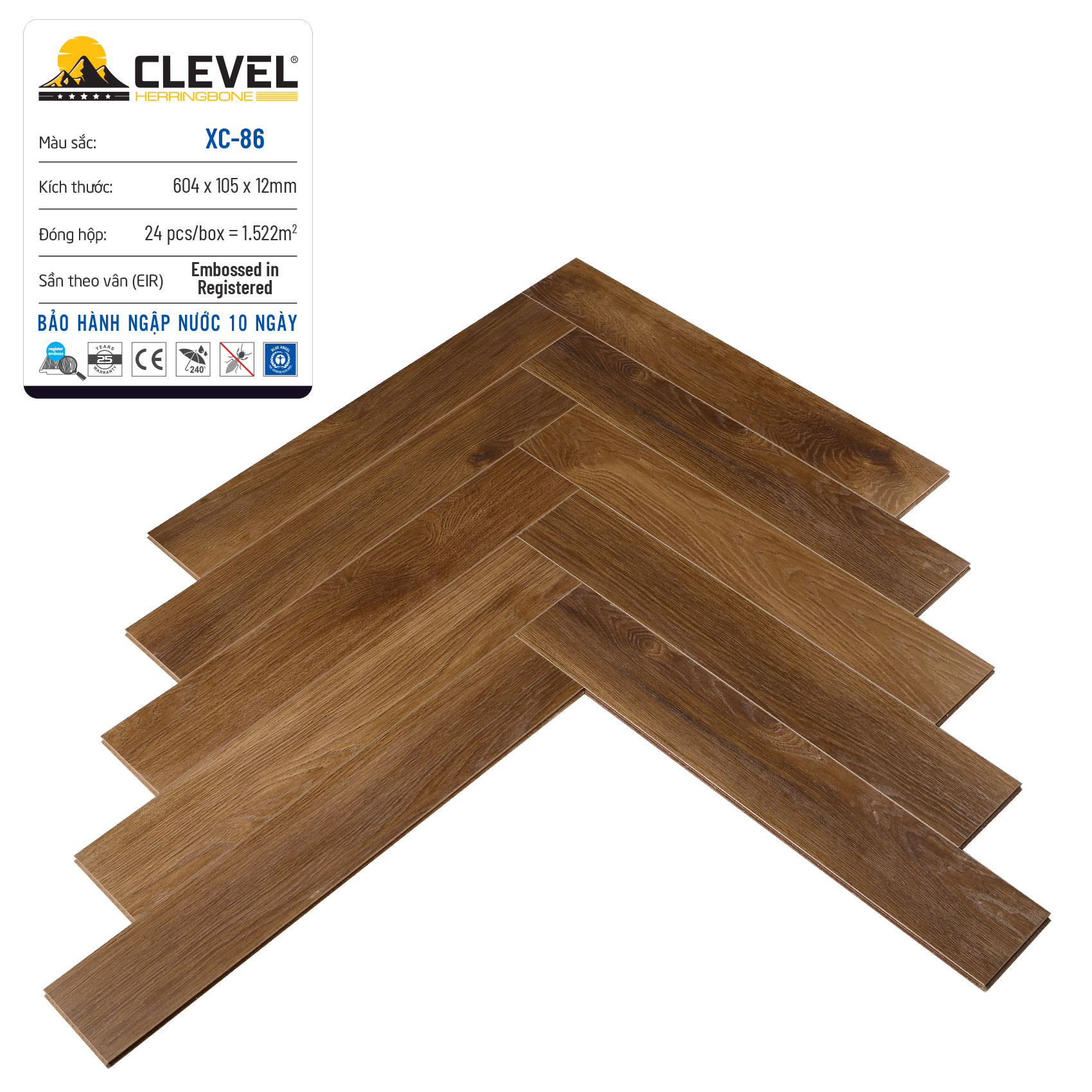 Sàn gỗ CLEVER sần theo vân XC - 86